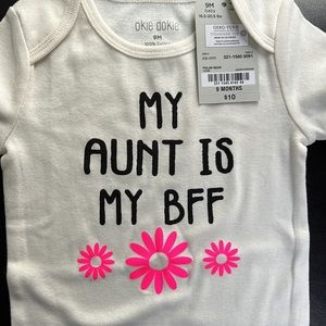 My Aunt is my BFF Onesie with floral design added - okie dokie - size 9m